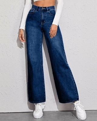 Shop Women's Blue High Rise Mom Fit Jeans-Front