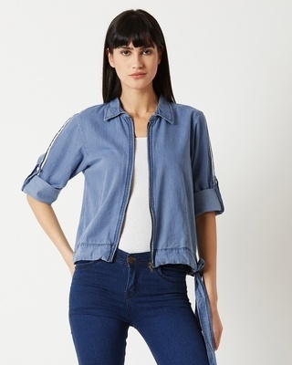 Shop Women's Blue Denim Jacket-Front