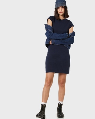 Shop Women's Cap Sleeve Plain T-Shirt Dress-Front