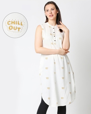 Shop Women's Chill Out Printed White Kurta-Front