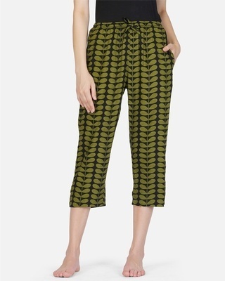 Shop Women's Green All Over Printed Rayon Capris-Front
