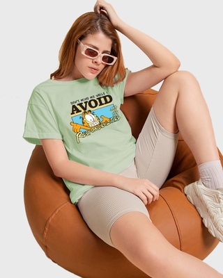 Shop Women's Green Avoiding Responsibilities Graphic Printed Boyfriend T-shirt-Front