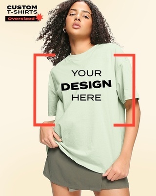 Shop Women's Green Customizable Streetwear Oversized T-shirt-Front