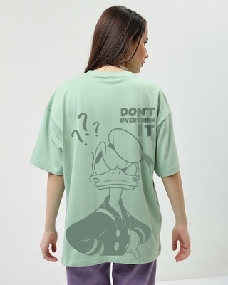 Shop Women's Green Don't Overthink Graphic Printed Oversized T-shirt-Front