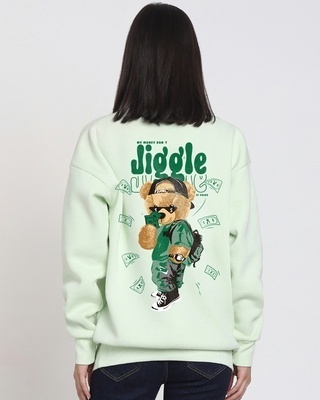 Shop Women's Green Money Don't Jiggle Graphic Printed Oversized Sweatshirt-Front