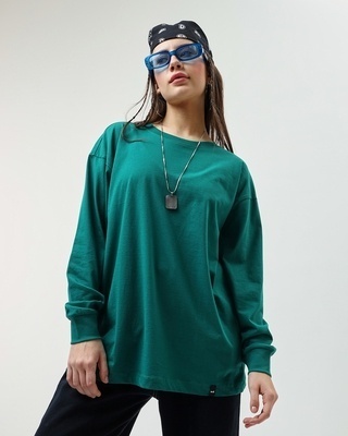 Shop Women's Green Oversized T-shirt-Front