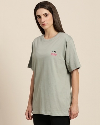 Shop Women's Grey Coming Up Graphic Printed Oversized T-shirt-Front