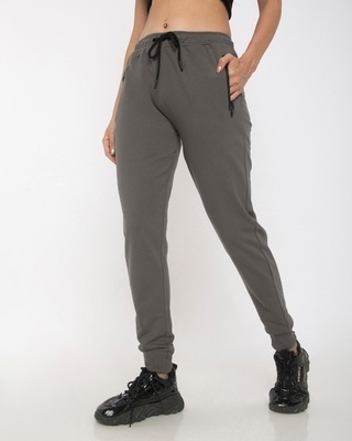 Shop Women's Grey Slim Fit Joggers-Front