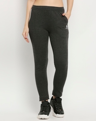 Shop Women's Grey Cotton Track Pants-Front