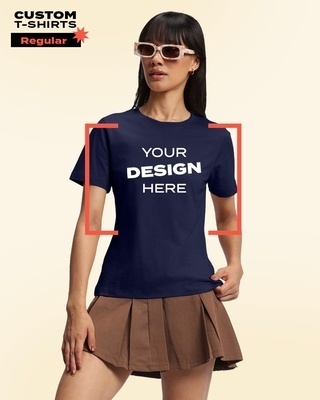 Shop Women's Navy Blue Customizable T-shirt-Front