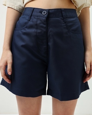 Shop Women's Blue Wide Shorts-Front