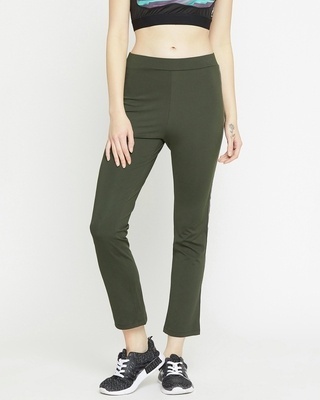 Shop Women's Olive Track Pants-Front