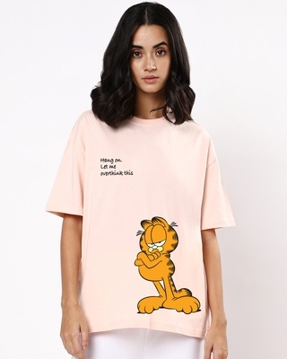 Shop Women's Pink Let Me Overthink This Oversized Fit T-shirt-Front