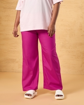 Shop Women's Pink Oversized Plus Size Pyjamas-Front