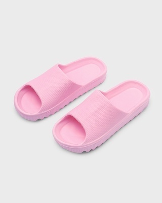 Shop Women's Pink Zig Zag Sliders-Front