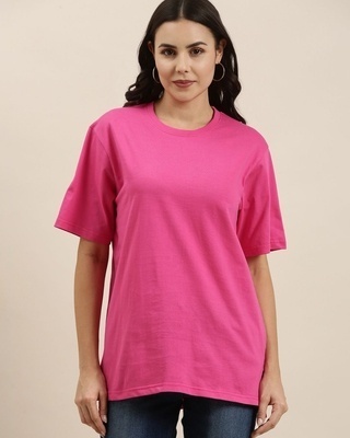 Shop Women's Pink Trust Graphic Printed Oversized T-shirt-Front