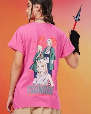 Shop Women's Pink Tsunade Graphic Printed Boyfriend T-shirt-Front