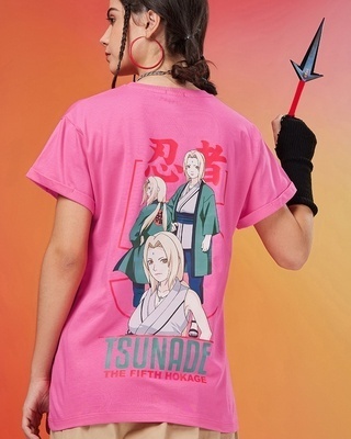 Shop Women's Pink Tsunade Graphic Printed Boyfriend T-shirt-Front