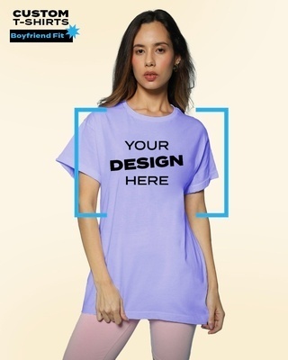 Shop Women's Purple Customizable Boyfriend T-shirt-Front