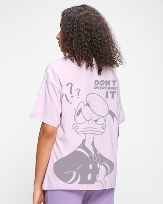 Shop Women's Purple Don't Overthink Graphic Printed Oversized T-shirt-Front