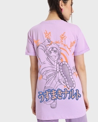 Shop Women's Purple Naruto Uzumaki Graphic Printed Boyfriend T-shirt-Front