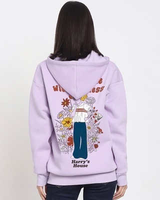 Shop Women's Purple Treat People With Kindness Graphic Printed Oversized Hoodies-Front