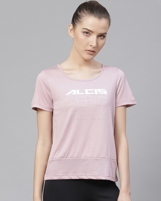 Shop Women's Purple Typography Slim Fit T-shirt-Front