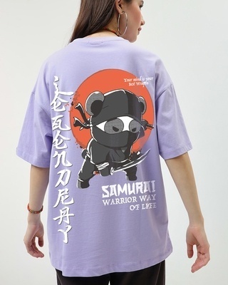 Shop Women's Purple Warrior Way of Life Graphic Printed Oversized T-shirt-Front
