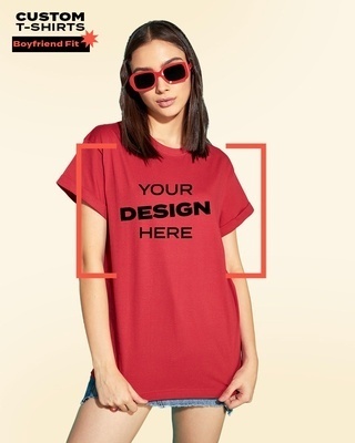 Shop Women's Red Customizable Boyfriend T-shirt-Front