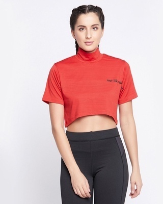Shop Women's Red Not Like The Others Typography Comfort Fit Crop Top-Front