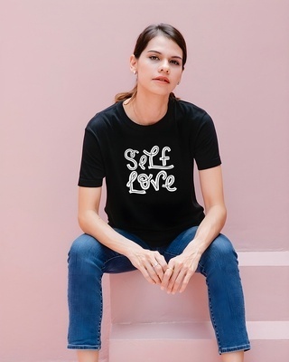 Shop Women's Black Self Love T-shirt-Front