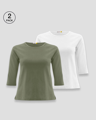 Sleeve Combo T-Shirts Green-White 