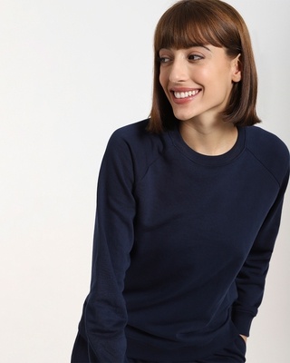 Shop Women's Solid Navy Sweatshirt-Front