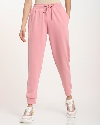 Shop Women's Solid Pink Joggers-Front