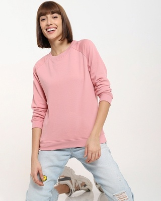 Shop Women's Solid Pink Sweatshirt-Front