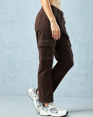 Shop Women's Brown Cargo Pants-Front