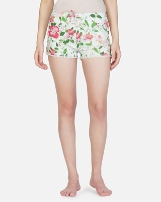 Shop Women's White All Over Floral Printed Shorts-Front