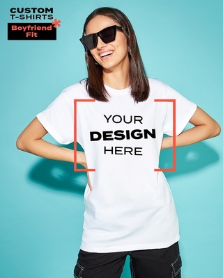 Shop Women's White Customizable Boyfriend T-shirt-Front