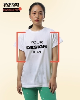 Shop Women's White Customizable Boyfriend T-shirt-Front