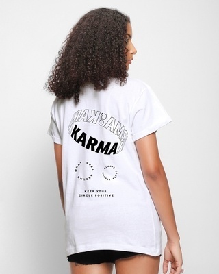 Shop Women's White Karma Circles Graphic Printed Boyfriend T-shirt-Front