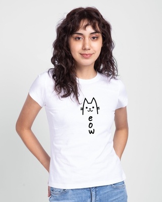 Shop Women's White Meow Printed T-shirt-Front
