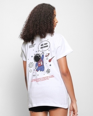 Shop Women's White See You on Mars Graphic Printed Boyfriend T-shirt-Front