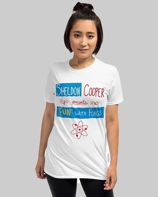 Shop Women's White Sheldon Cooper Typography Loose Fit T-shirt-Front