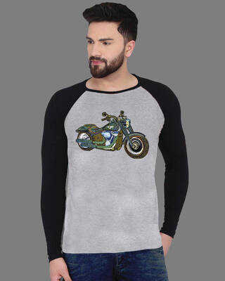 Shop Men's Grey & Black Motorcycle Art Premium Cotton T-shirt-Front