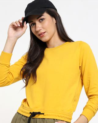 Shop Women's Solid Short Sweatshirt with Tie Up-Front