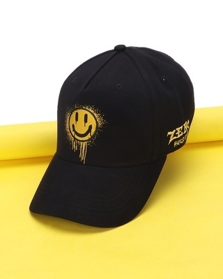 Shop Unisex Black Zero Hugs Printed Baseball Cap-Front