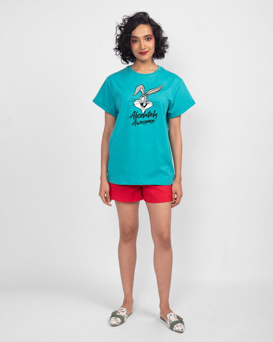 Shop Absolutely Awesome Bunny Boyfriend T-Shirt (LTL) Tropical Blue-Design