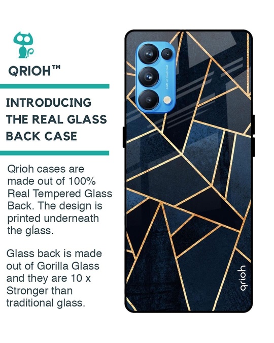 Shop Abstract Tiles Printed Premium Glass Cover for Oppo Reno 5 Pro (Shock Proof, Lightweight)-Back