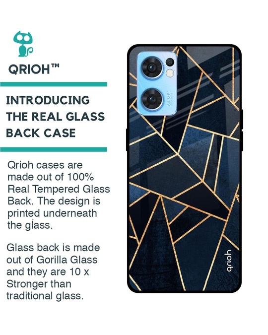 Shop Abstract Tiles Printed Premium Glass Cover for Oppo Reno 7 5G (Shock Proof, Lightweight)-Back