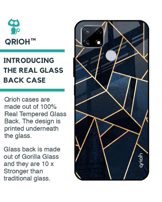 Shop Abstract Tiles Printed Premium Glass Cover for Realme C25 (Shock Proof, Lightweight)-Back